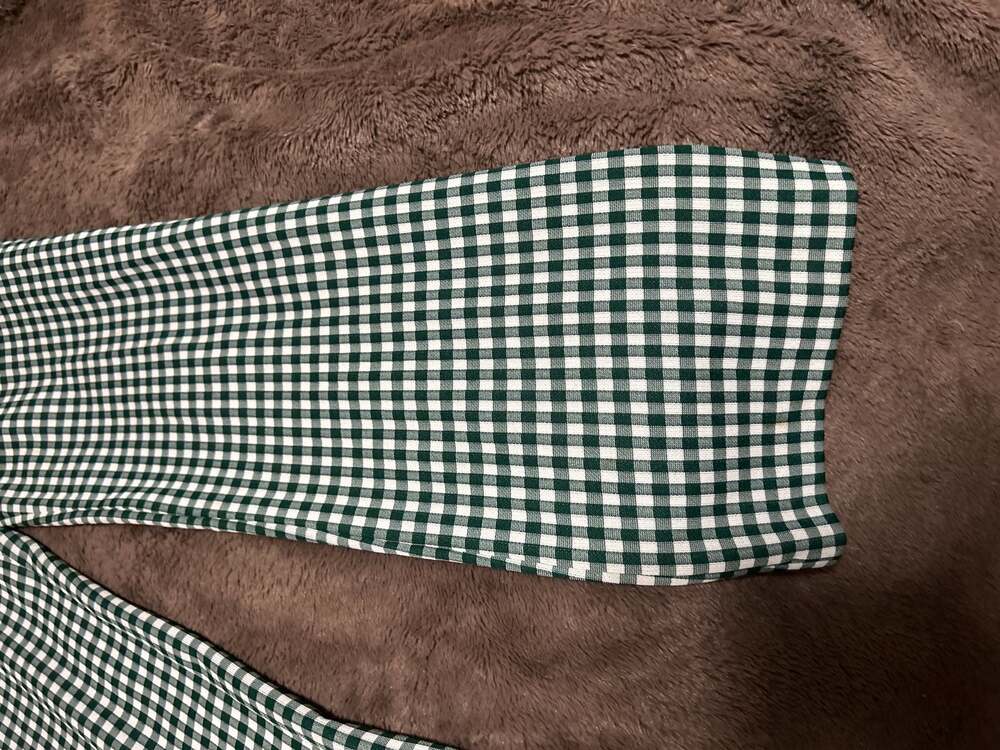 Free People Dark Green and White Gingham Wide Leg Pull-On Pants - Picture 5 of 5